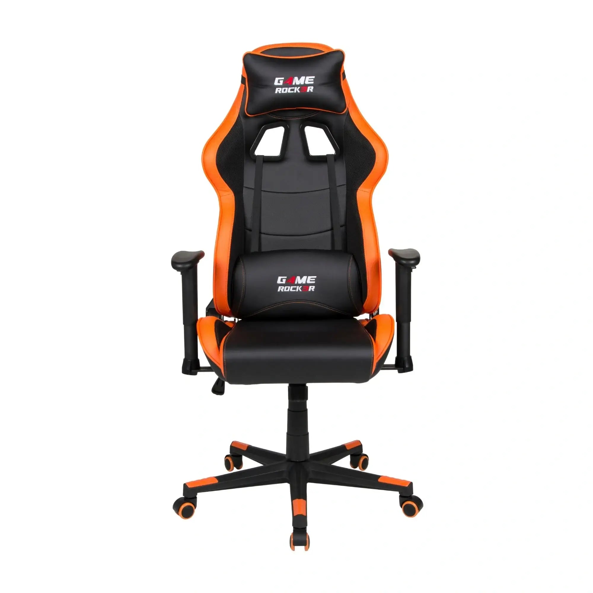 Gaming-Stuhl GAME ROCKER G-10, schwarz-orange, mit Nacken- und Lendenkissen. #design_orange - kunstleder