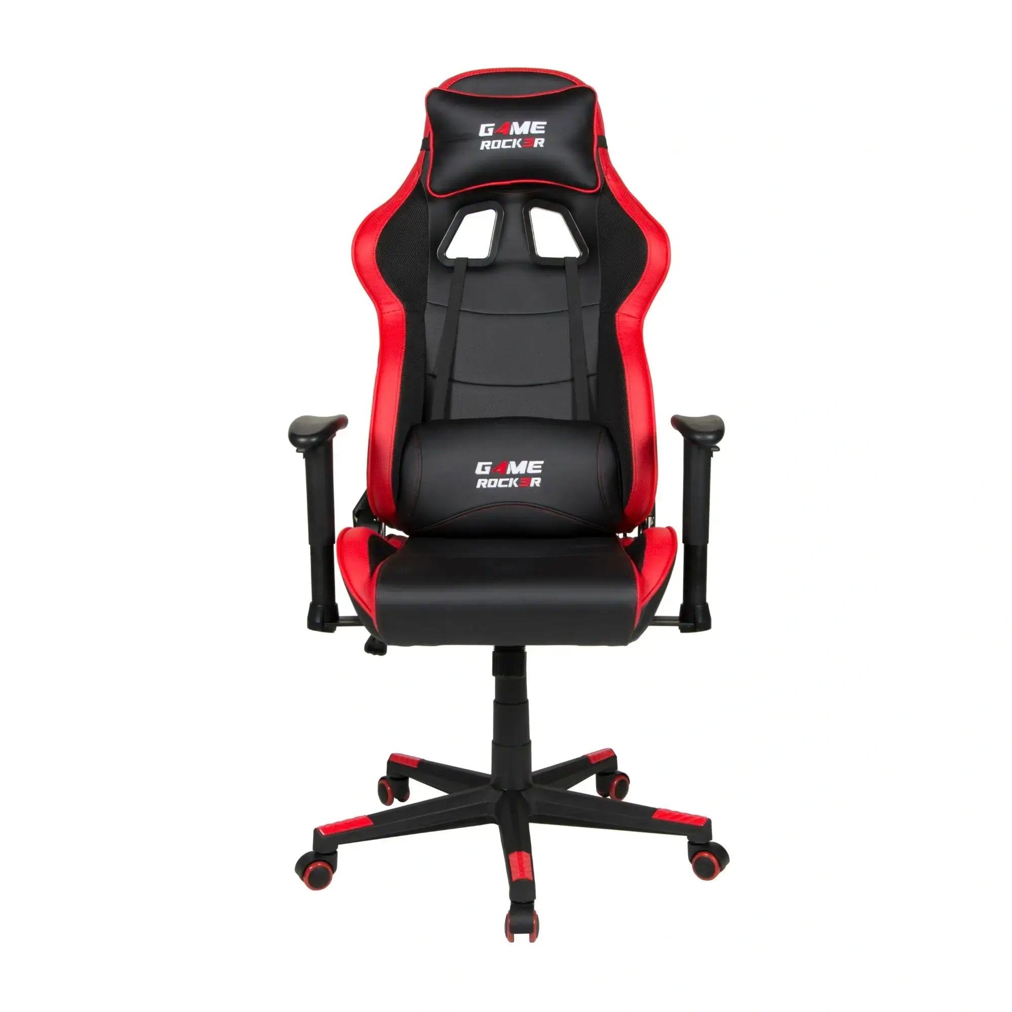 Gaming-Stuhl GAME ROCKER G-10, schwarz-rot, mit Nacken- und Lendenkissen. #design_rot - kunstleder
