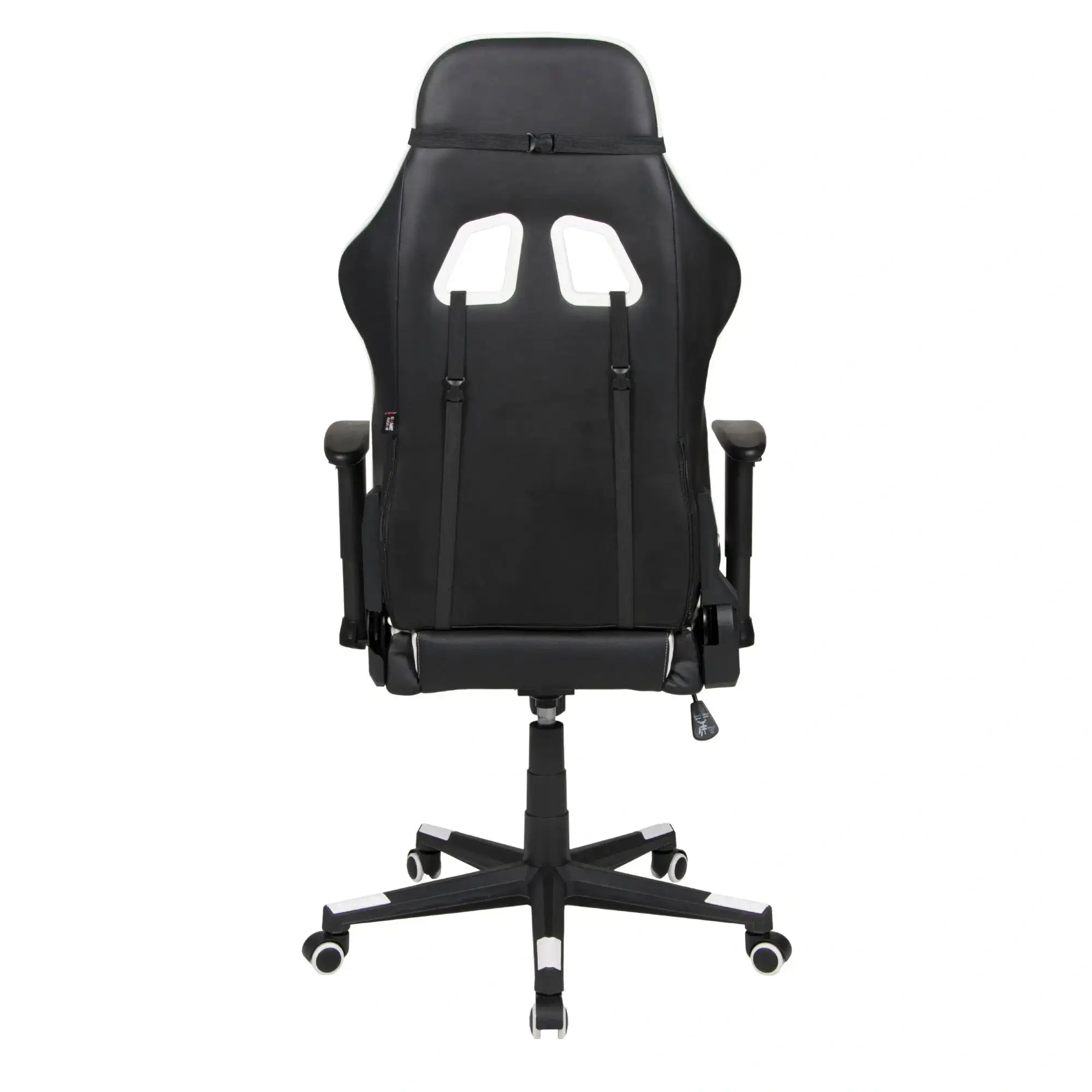 Rückseite des GAME ROCKER G-10, schwarz-weiß, mit Öffnungen für Lendenkissen. #design_weiß - kunstleder