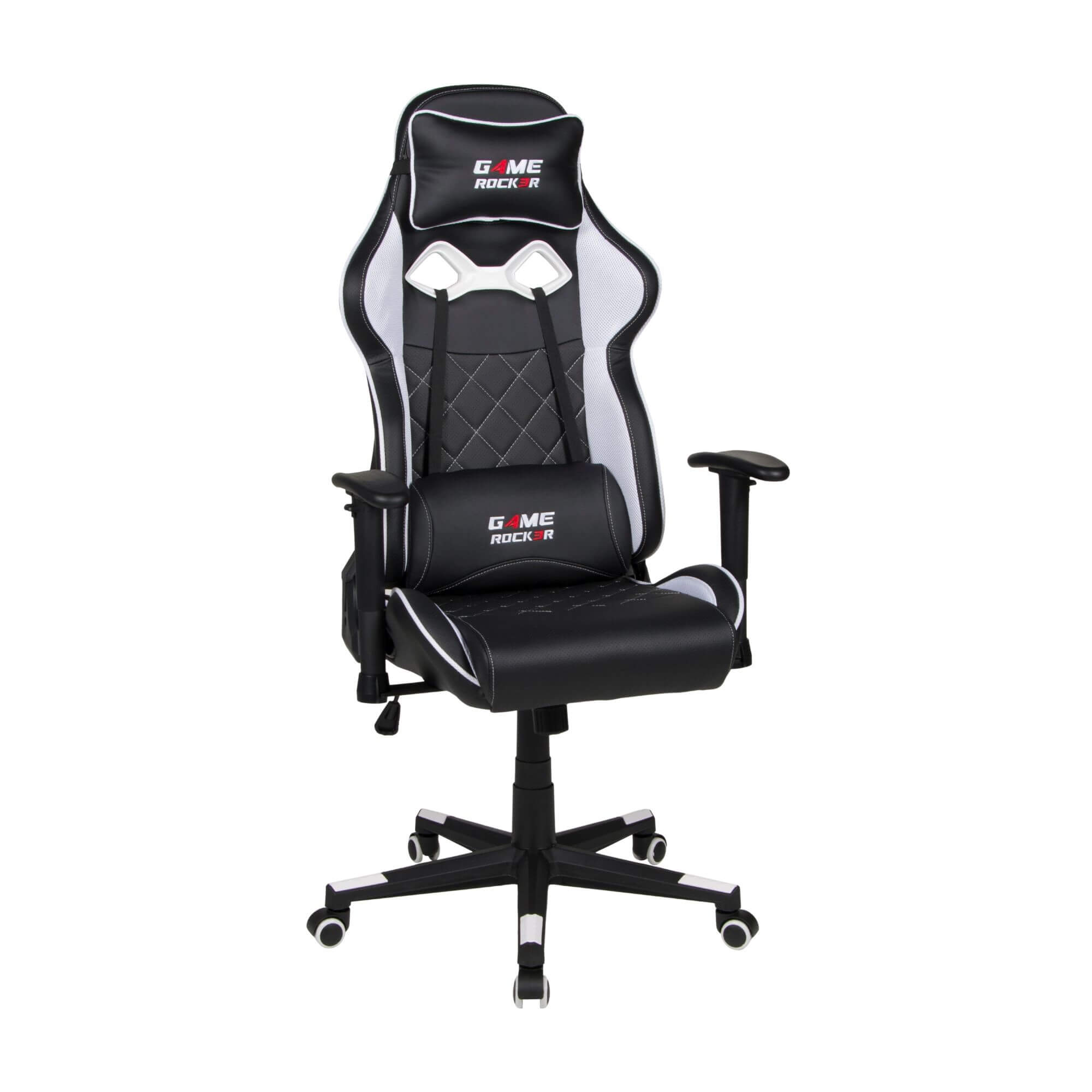 GAME ROCKER G-20, schwarz-weiß, ergonomisch mit gesteppter Sitzfläche. #design_weiß - kunstleder