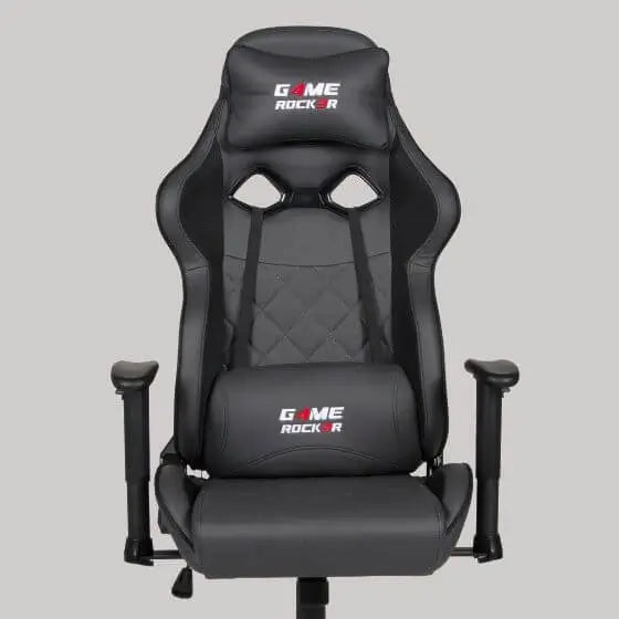 Luxuriöser Gaming-Stuhl GAME ROCKER G-20 in Dunkelgrau mit edler Rautensteppung und höhenverstellbaren Armlehnen.