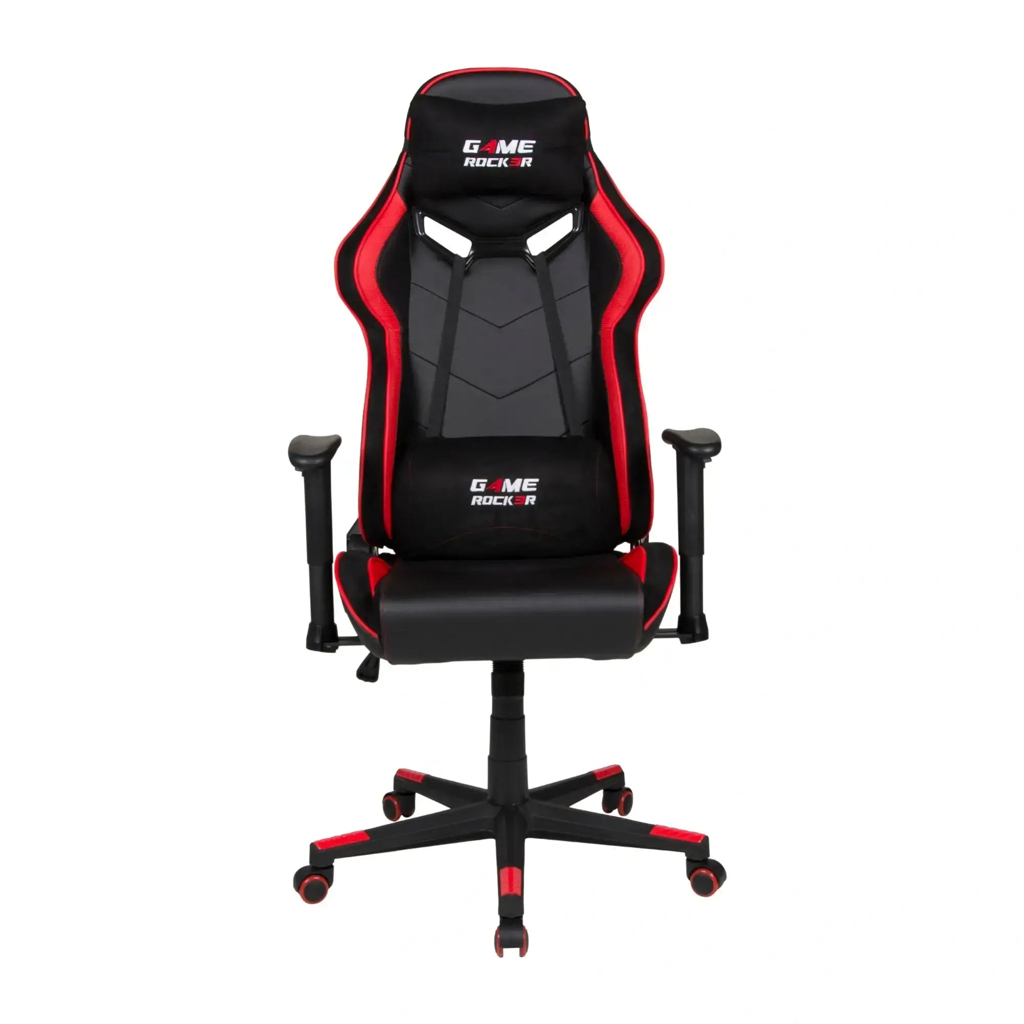 Gaming-Stuhl GAME ROCKER G-30 in Schwarz-Rot, mit Nacken- und Lendenkissen. #design_rot - kunstleder
