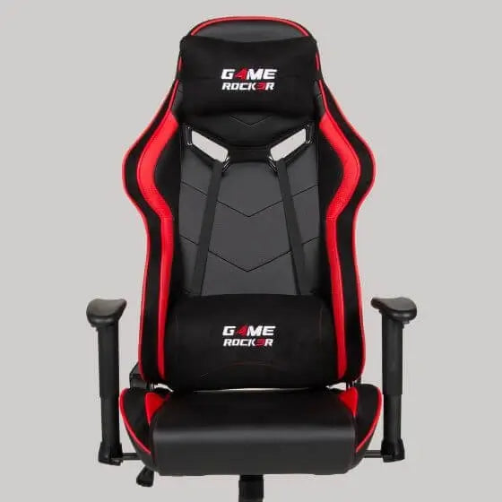Komfortabler Racing-Style Stuhl GAME ROCKER G-30 mit Lenden- und Nackenkissen in klassischem Rot-Schwarz.