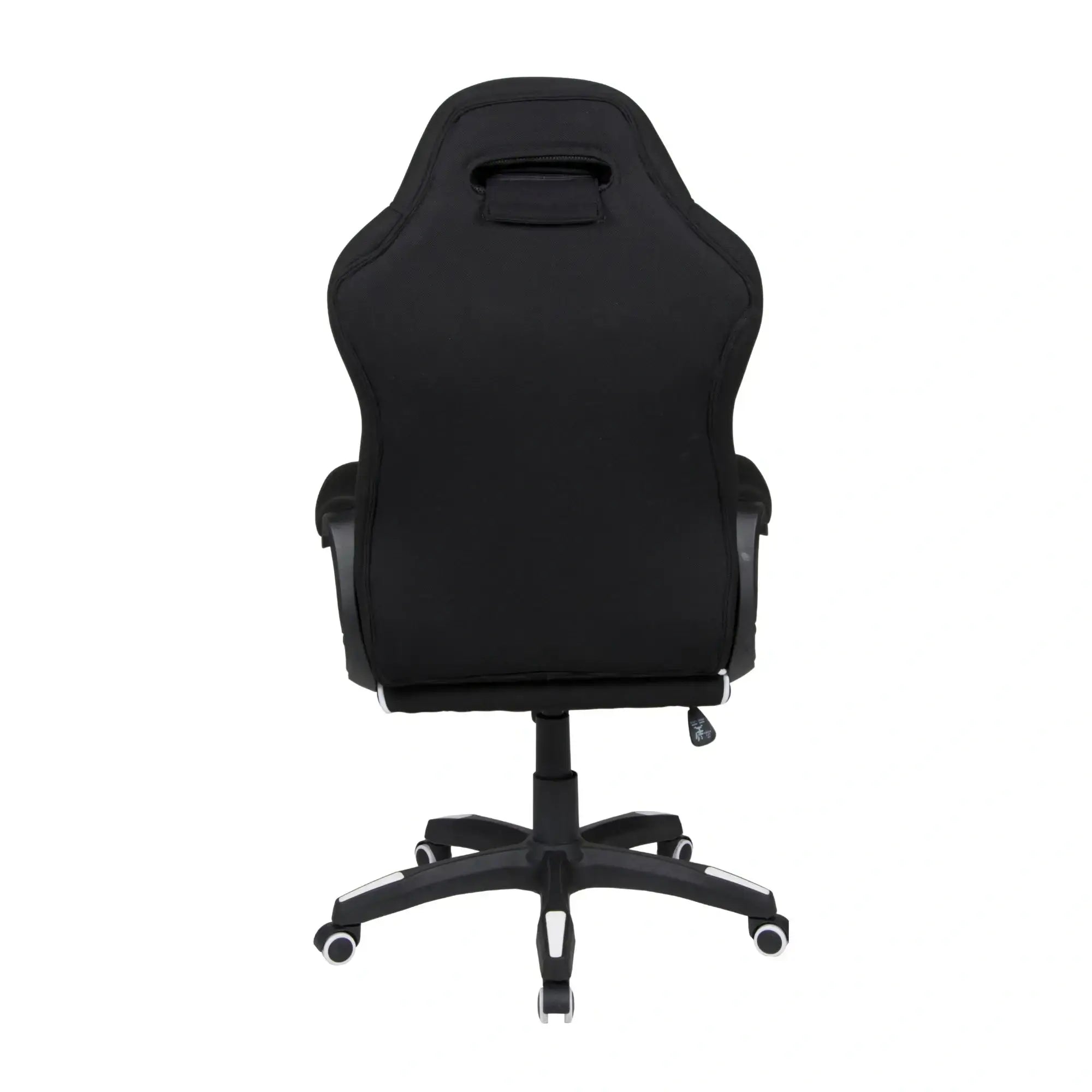 Rückseite des GAME ROCKER R-10 Gaming-Stuhls, schwarz mit Tragegriff.